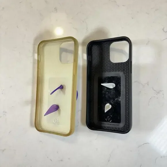 Pair Of Two Loopy iPhone 12 Cases - iridescent and checker print - Picture 2 of 2